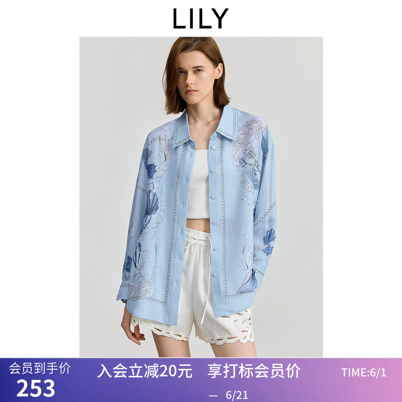 【ART系列】商场同款LILY夏新款法式印花休闲薄款衬衫外套女