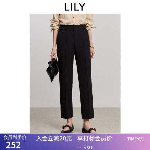 LILY2026夏新款复古窄版职业通勤显瘦高腰九分烟管裤西装休闲裤女