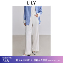 LILY2025夏新款莱赛尔棉垂感百搭通勤白色阔腿裤天丝牛仔裤女裤子