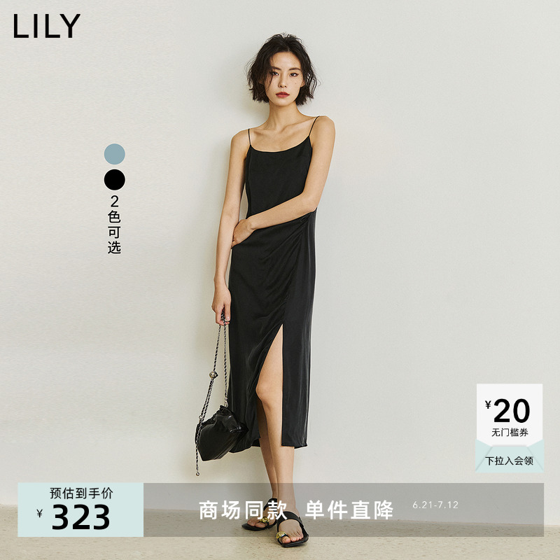 【商场同款】LILY2024夏新款女装浪漫法式优雅气质吊带裙连衣裙女