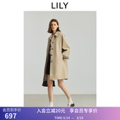 复古雅丹风休闲气质通勤卡其色风衣外套中长款 LILY2026春新款 女装