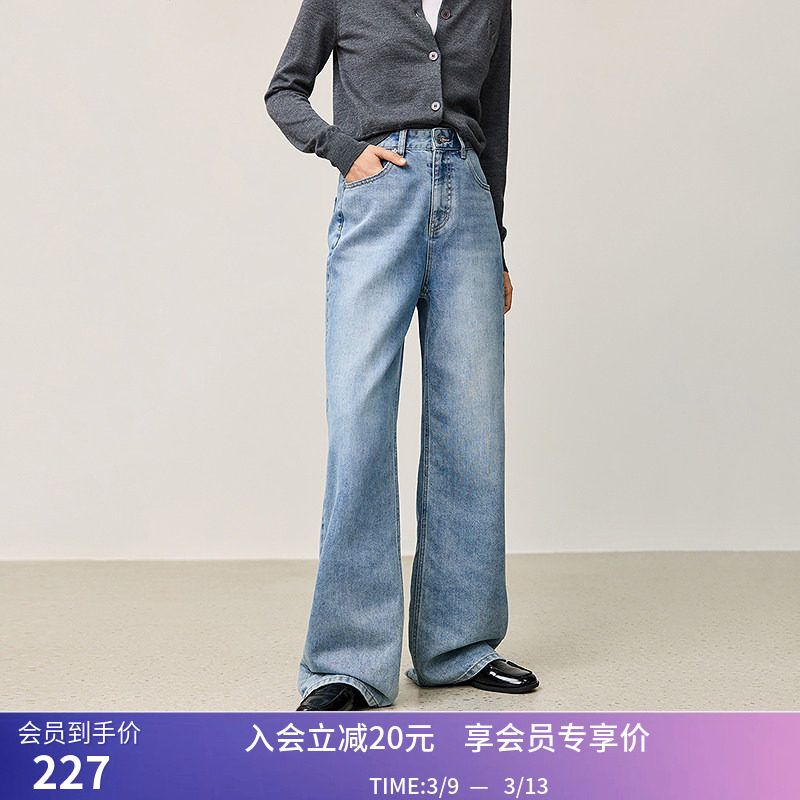 【商场同款】LILY冬新款女装银色闪丝光泽感水洗直筒裤牛仔裤