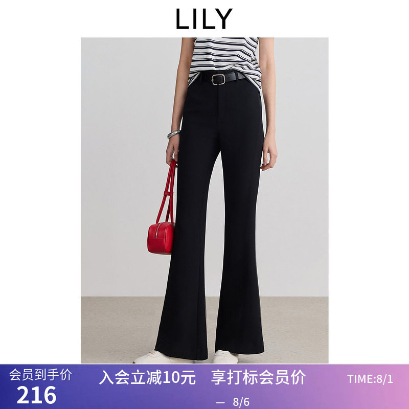 超模小黑裤LILY2026夏新款女装经典修身百搭通勤黑色休闲裤喇叭裤