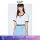 索罗娜简约基础百搭宽松休闲撞色短袖 凉感T恤LILY2025夏新款 女装
