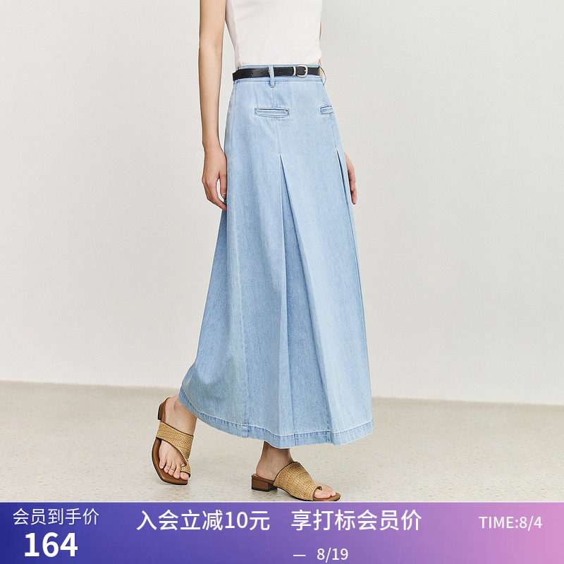 【商场同款】LILY夏新款女装莱赛尔复古休闲学院风牛仔半身裙