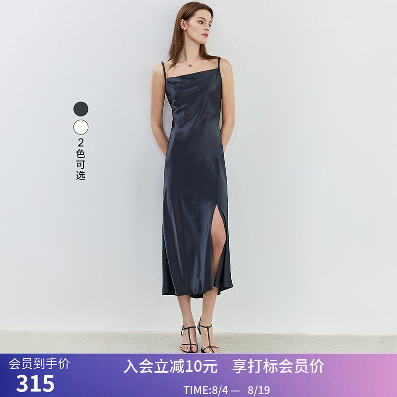 【商场同款】LILY夏新款女装垂坠感醋酸吊带气质修身连衣裙女