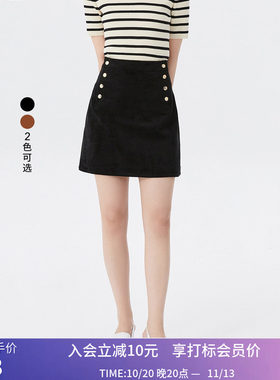 【商场同款】LILY冬新款女装时尚通勤气质高腰A字短裙半身裙