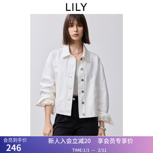 【商场同款】LILY2025春新款女装全棉宽松休闲百搭夹克外套短款