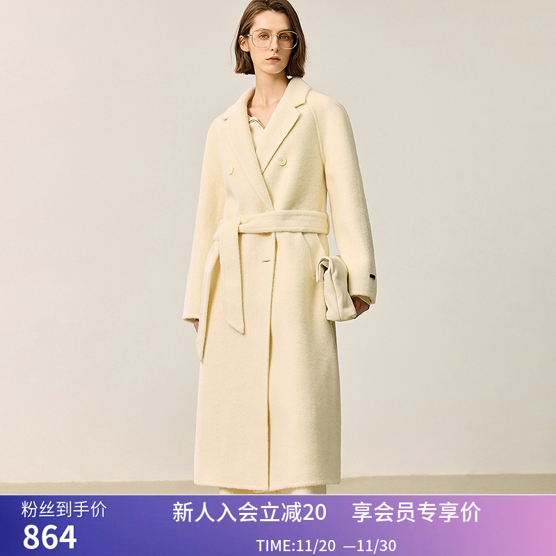 【100%绵羊毛】商场同款LILY冬新款女装收腰双面呢大衣外套女