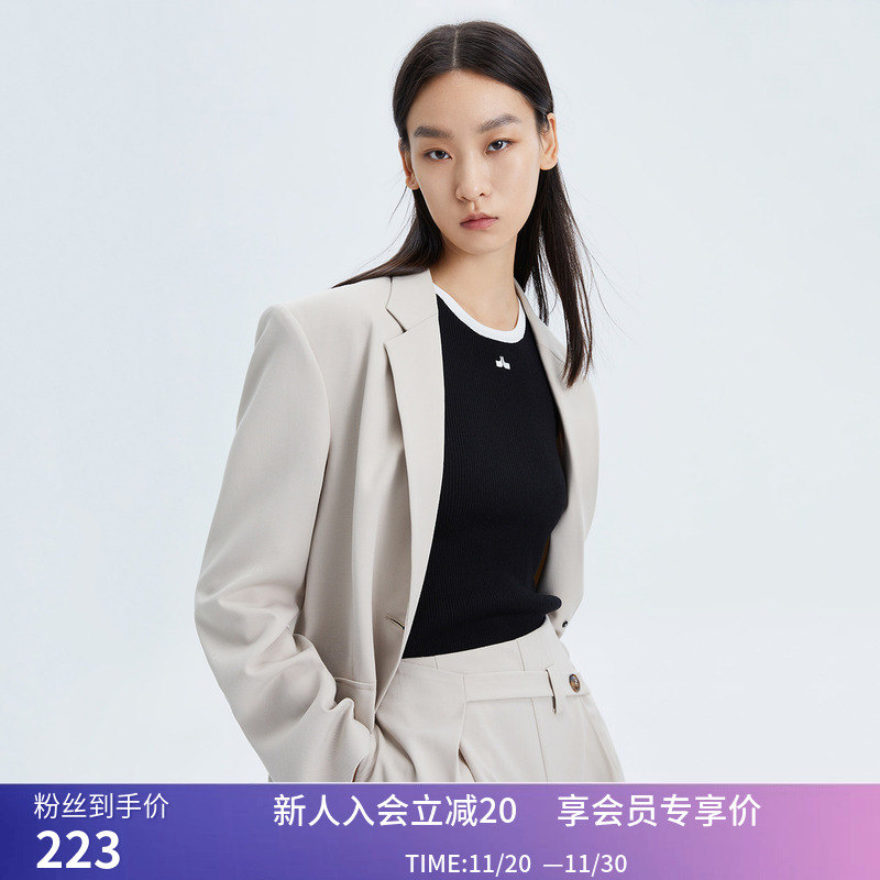 【商场同款】LILY春新款女装时尚纯色气质通勤一粒扣西装外套