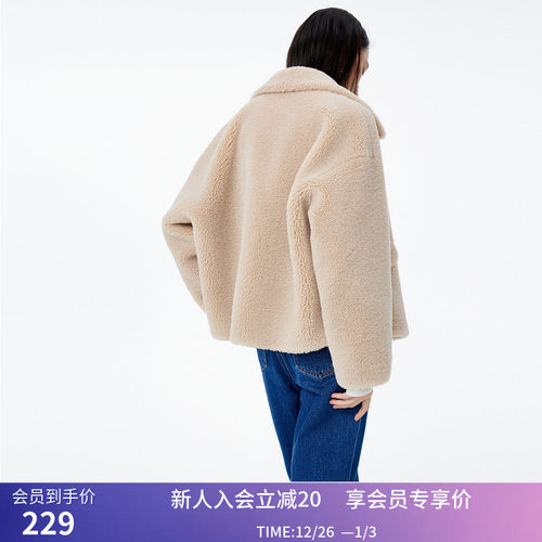 LILY冬新款女装气质通勤软糯毛绒宽松百搭短外套小个子上衣女