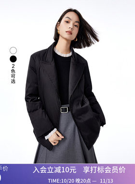 LILY冬新款女装保暖鹅绒通勤款气质优雅西装羽绒服外套小个子