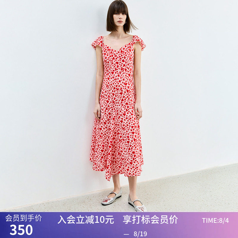 【商场同款】LILY夏款复古V领设计A字型俏皮碎花裙茶歇连衣裙