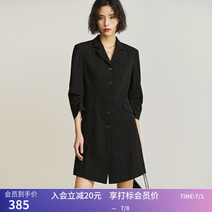 【商场同款】LILY夏新款女装通勤气质中长款西装连衣裙小个子
