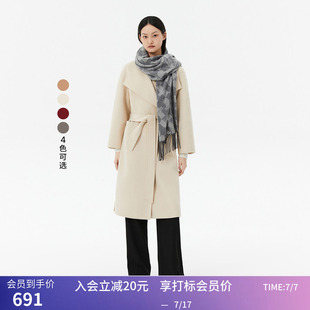 【专柜甄选】LILY冬新款女装绵羊毛含山羊绒长款毛呢外套大衣