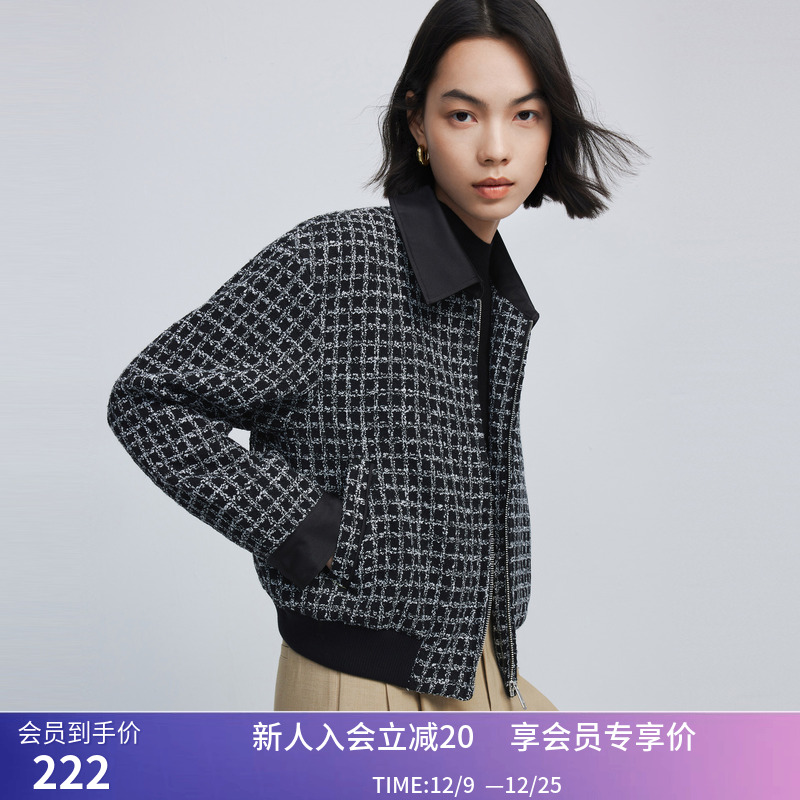 LILY春新款女装美式复古减龄休闲通勤款小香风棒球服短外套女