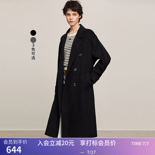 LILY冬季新款女装气质赫本风宽松休闲高级感双面呢大衣女外套