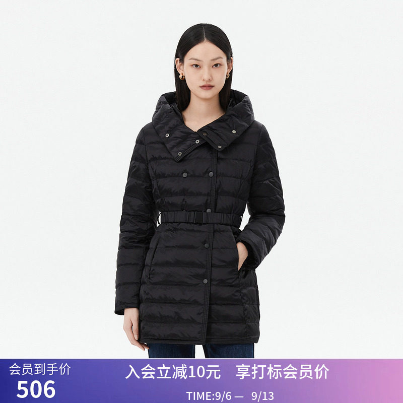 秒杀【商场同款】LILY冬新款女装保暖鹅绒时尚通勤连帽羽绒服外套