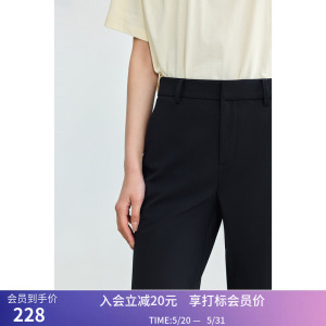 LILY2026夏新款简约显瘦高腰九分修身百搭通勤铅笔裤休闲小黑裤女
