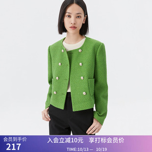 【商场同款】LILY秋新款女装复古双排扣宽松短外套女