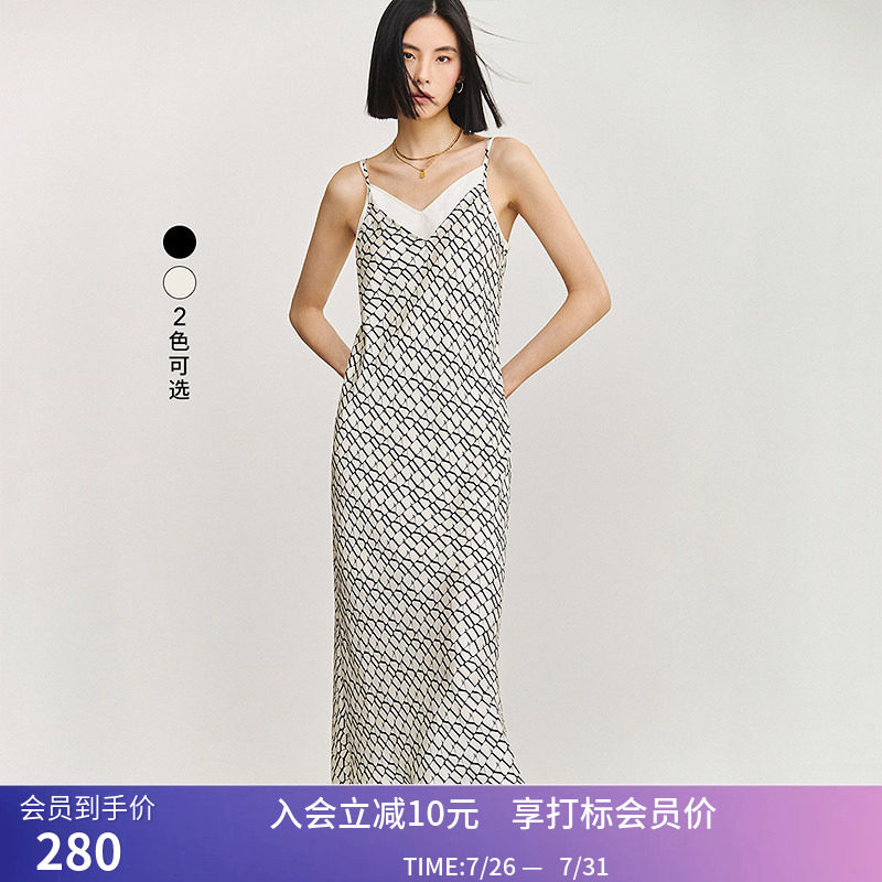 【专柜甄选】LILY夏新款女装设计感印花时尚两件套背心吊带裙