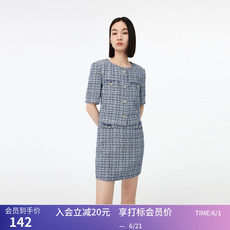 【专柜甄选】LILY秋新款女装复古小香风时尚优雅别致短款外套