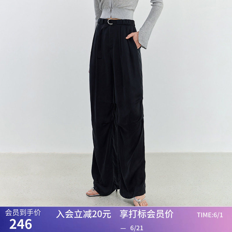 【商场同款】LILY夏新款女装设计感百搭显瘦阔腿工装休闲裤女