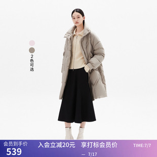 【商场同款】LILY冬新款女装保暖鹅绒气质通勤长款羽绒服外套
