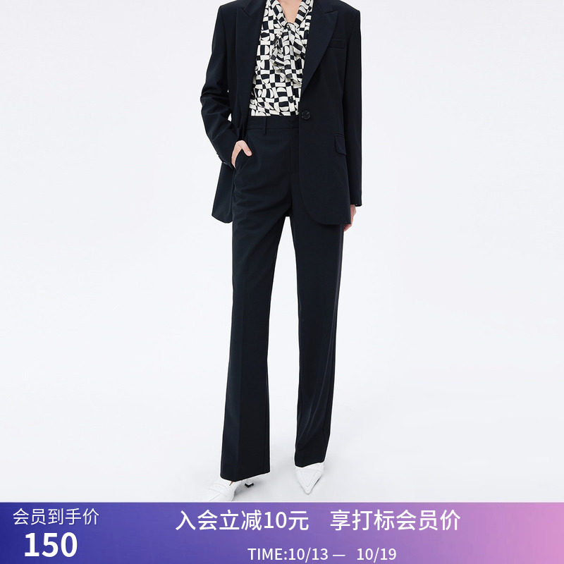 【专柜甄选】LILY秋新款女装绵羊毛显瘦西装裤休闲裤直筒垂感