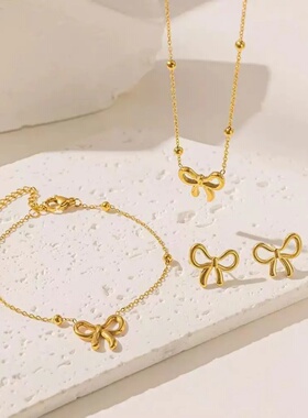 新款在逃公主蝴蝶结项链套装