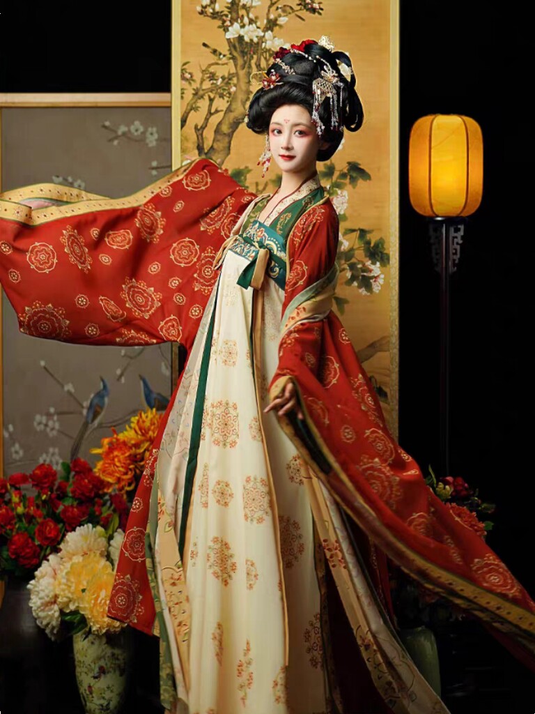 唐制汉服女刺绣齐胸儒裙对襟大袖衫唐朝中国风春夏款超仙飘逸古装