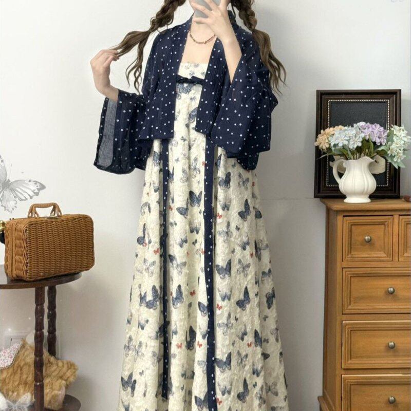 唐制法门寺汉服女改良吊带连衣裙