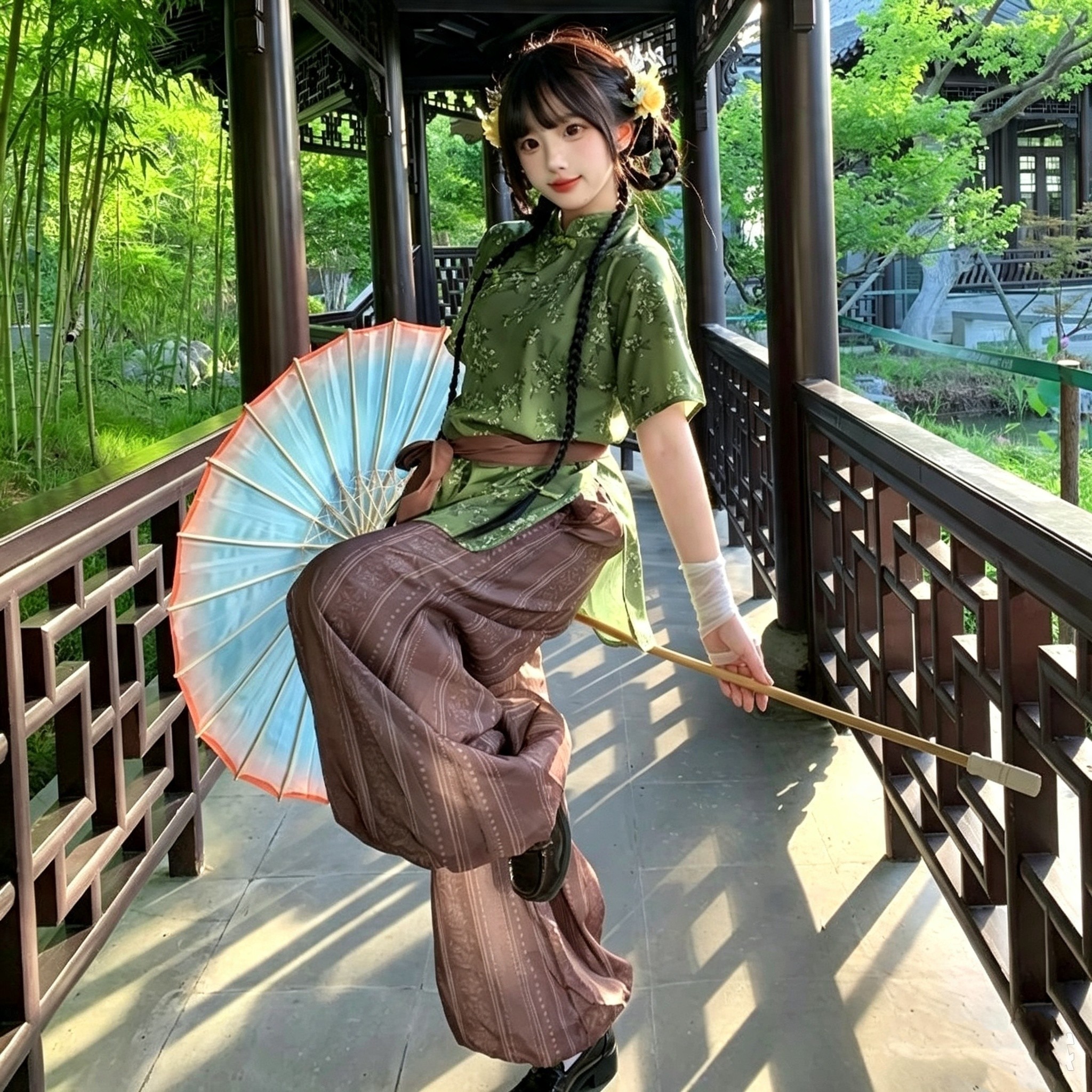 小师妹汉服女中华娘旗袍灯笼裤