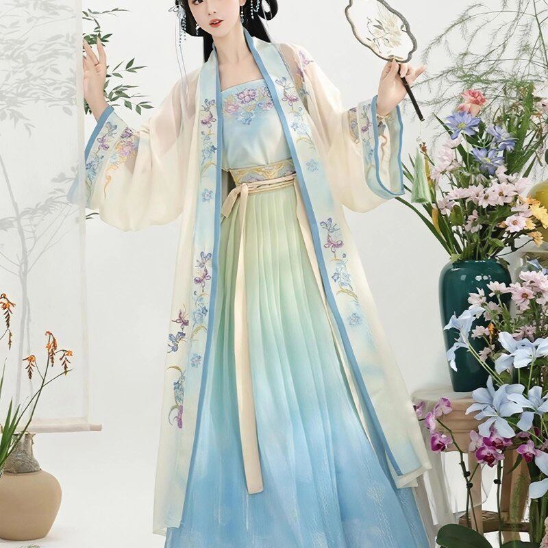 长干寺汉服女宋制吊带齐腰百褶裙
