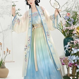 正品长干寺日常汉服女宋制古装刺绣吊带齐腰百褶裙仙气飘逸春夏季