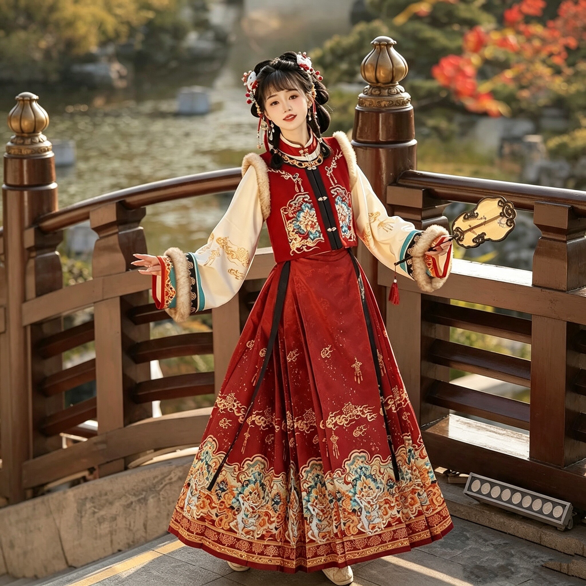 2026明制汉服女【鹿屿】刺绣比甲中国风马面裙秋冬季加绒保暖套装