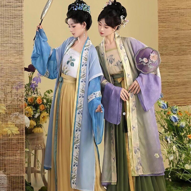 宋制汉服女长褙子吊带齐腰百褶裙