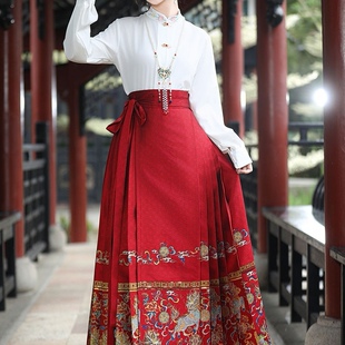 明制汉服女【麒麟祥瑞】织金仿妆花马面裙立领刺绣上衫新中式套装