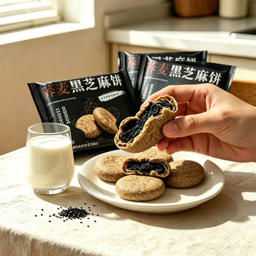 荞麦黑芝麻饼粗粮夹心糕点