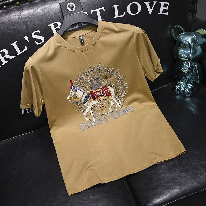 2025夏季新款丝光棉大码短袖T恤QT60665313P70M-6XL,男装T恤,钱塘6066（原711）