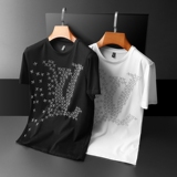 2025夏季新款丝光棉短袖T恤QT60668889P65M-6XL平铺，男装T恤，钱塘6066（原711）