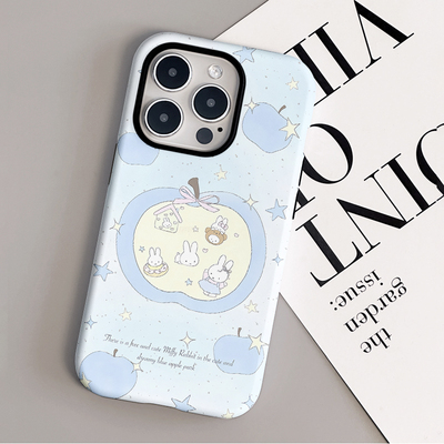 蓝色苹果兔子菲林二合一苹果16手机壳适用iphone14保护壳可爱15promax硬11男酷女13镜头高级12Xmate70ins卡通
