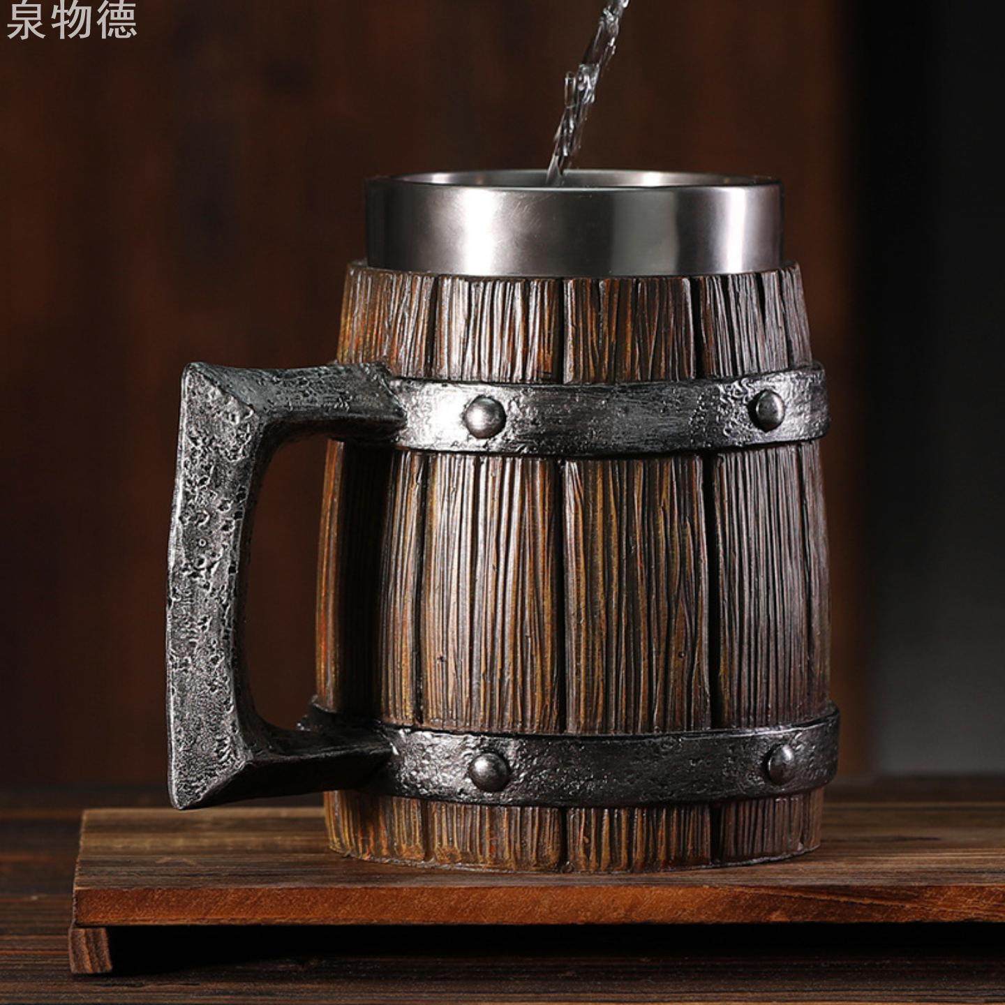 大容量木桶啤酒杯动漫周边304不锈钢水杯同款道具杯马克杯,餐饮具,啤酒杯,淘宝优惠券,粉丝福利购,淘宝优惠卷