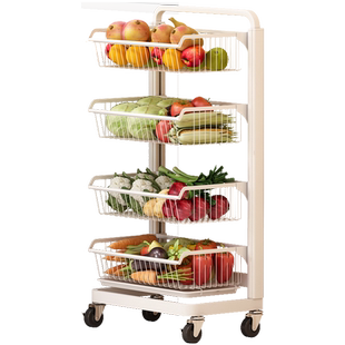 厨房蔬菜置物架落地多层家用果蔬水果菜篮子收纳筐小推车架子加厚