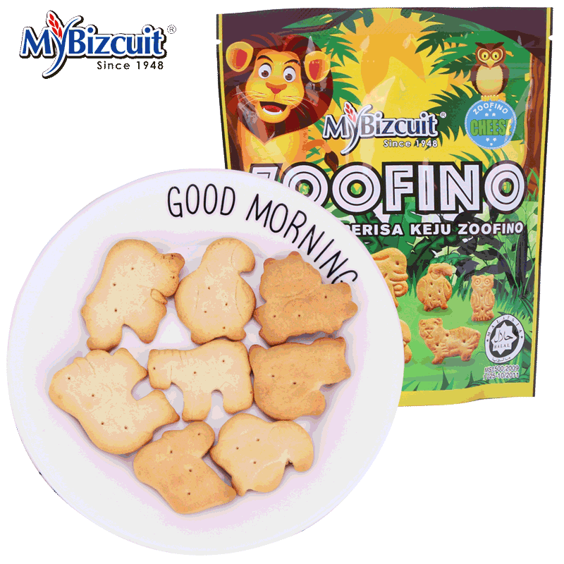 MYBIZCUIT进口零食麦比客奶酪味芝士味动物形饼干80g儿童饼干早餐