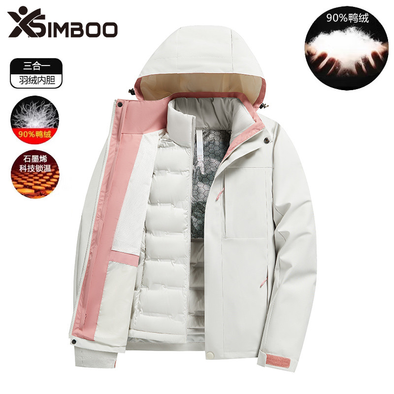 羽绒冲锋衣女男短外套防风保暖
