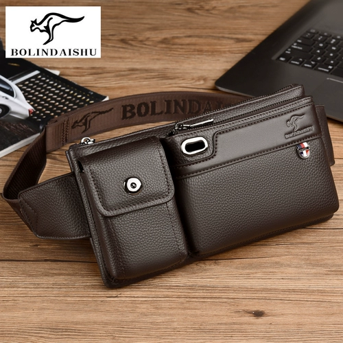 Кенгуру, универсальная поясная сумка, барсетка, вместительная и большая нагрудная сумка, кожаная сумка через плечо, из натуральной кожи, воловья кожа