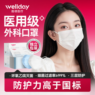 官方一次性三層正品 維德醫(yī)療醫(yī)用外科口罩獨立包裝 正規(guī)滅菌級透氣