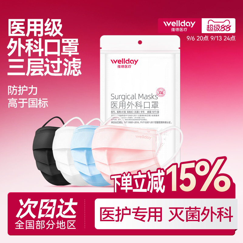 医用外科口罩灭菌级三层防护图片