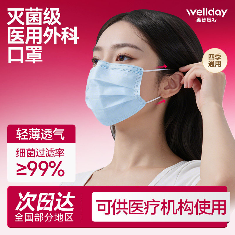【多色可选】维德医疗医用外科口罩高颜值轻薄透气男女适用无菌级